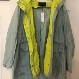 Jcrew Perfect Rain Jacket Women’s Sz Lg - Lt Blue